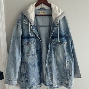 NWT Free people Oversized Hooded Denim Jacket Size S